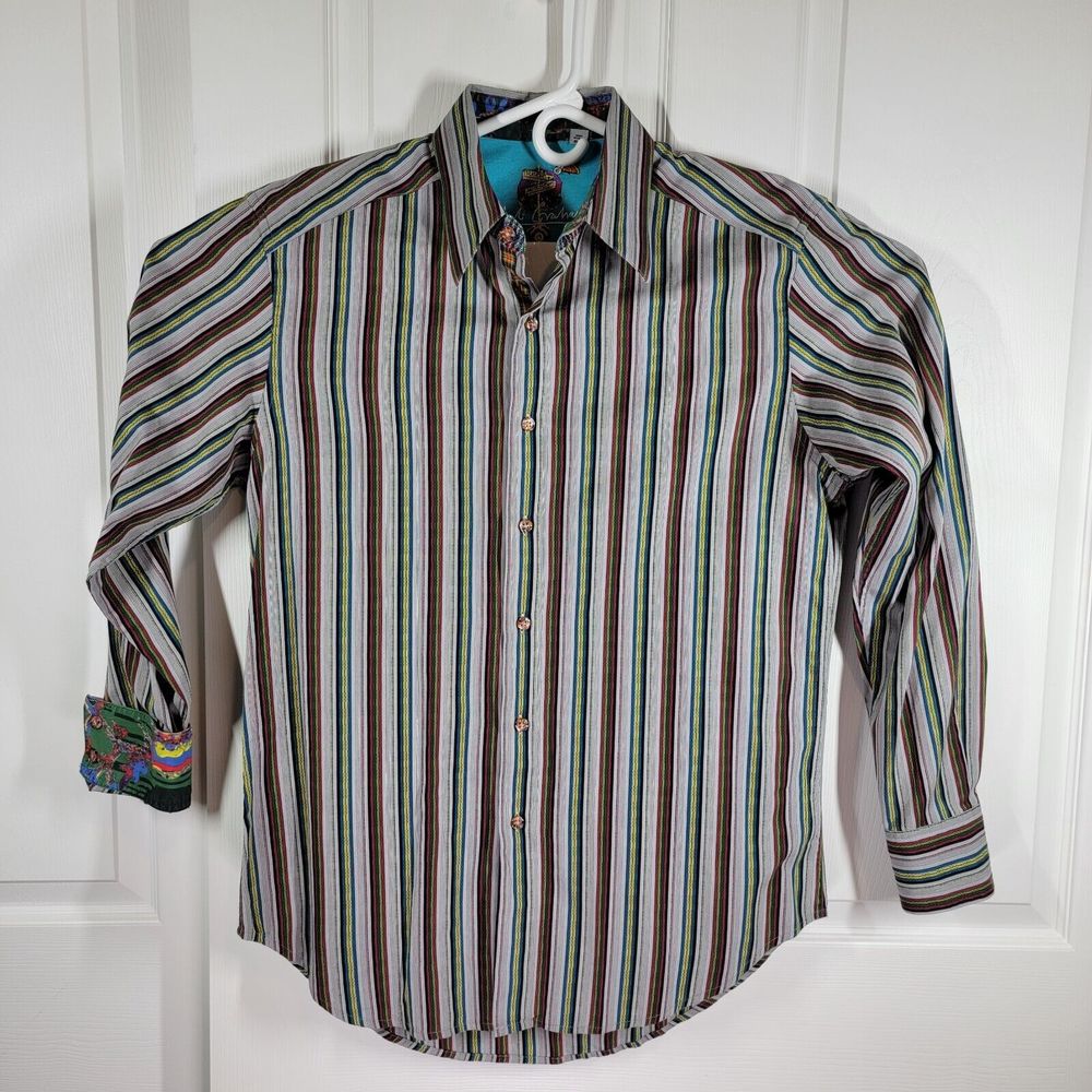 Robert Graham Haight Ashbury Stripe Shirt Mens Medium Long Sleeve EUC